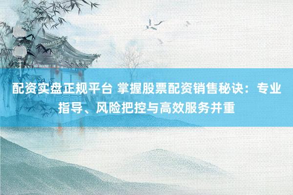 配资实盘正规平台 掌握股票配资销售秘诀：专业指导、风险把控与高效服务并重