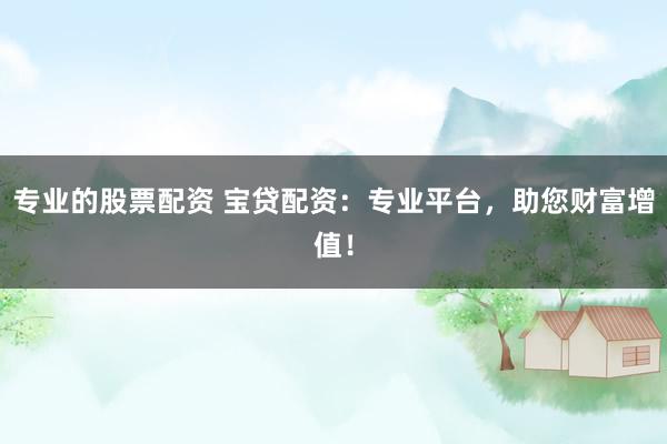 专业的股票配资 宝贷配资：专业平台，助您财富增值！