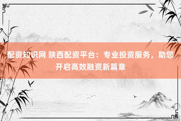 配资知识网 陕西配资平台：专业投资服务，助您开启高效融资新篇章