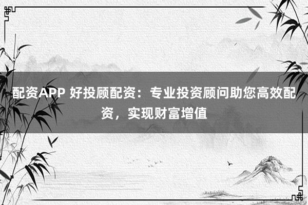 配资APP 好投顾配资：专业投资顾问助您高效配资，实现财富增值