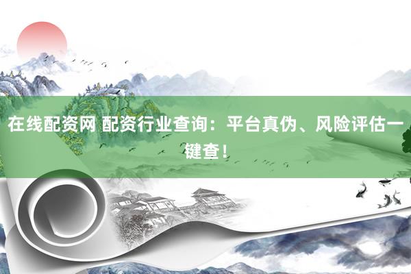 在线配资网 配资行业查询：平台真伪、风险评估一键查！