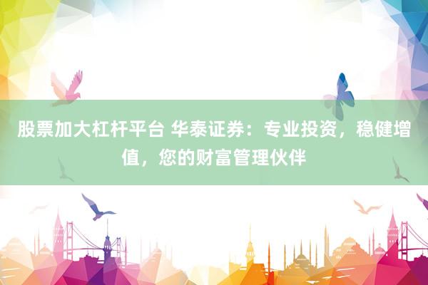 股票加大杠杆平台 华泰证券：专业投资，稳健增值，您的财富管理伙伴