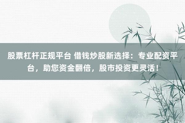 股票杠杆正规平台 借钱炒股新选择：专业配资平台，助您资金翻倍，股市投资更灵活！