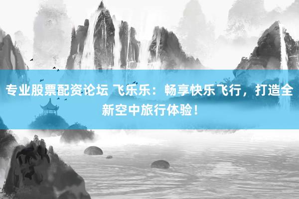 专业股票配资论坛 飞乐乐：畅享快乐飞行，打造全新空中旅行体验！