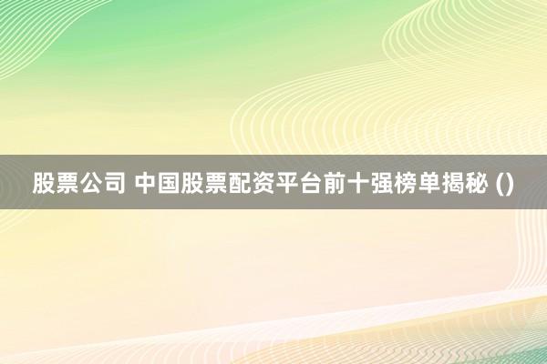 股票公司 中国股票配资平台前十强榜单揭秘 ()