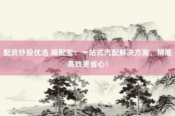 配资炒股优选 顺配宝：一站式汽配解决方案，精准高效更省心！