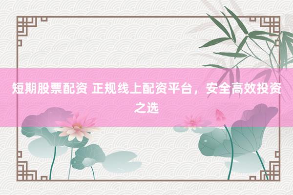 短期股票配资 正规线上配资平台，安全高效投资之选