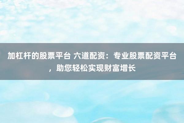 加杠杆的股票平台 六道配资：专业股票配资平台，助您轻松实现财富增长