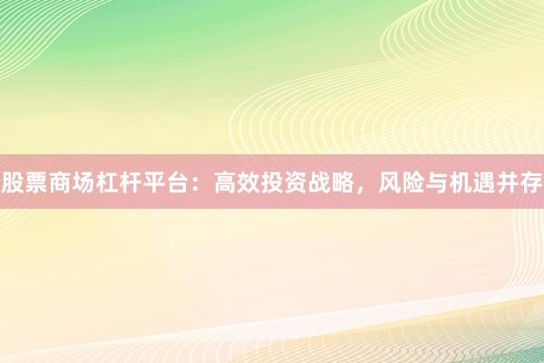 股票商场杠杆平台：高效投资战略，风险与机遇并存