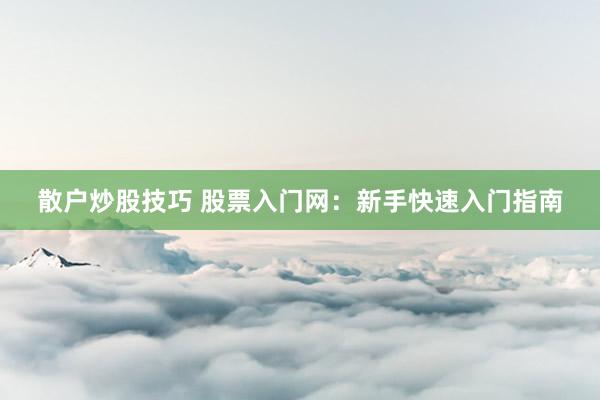 散户炒股技巧 股票入门网：新手快速入门指南